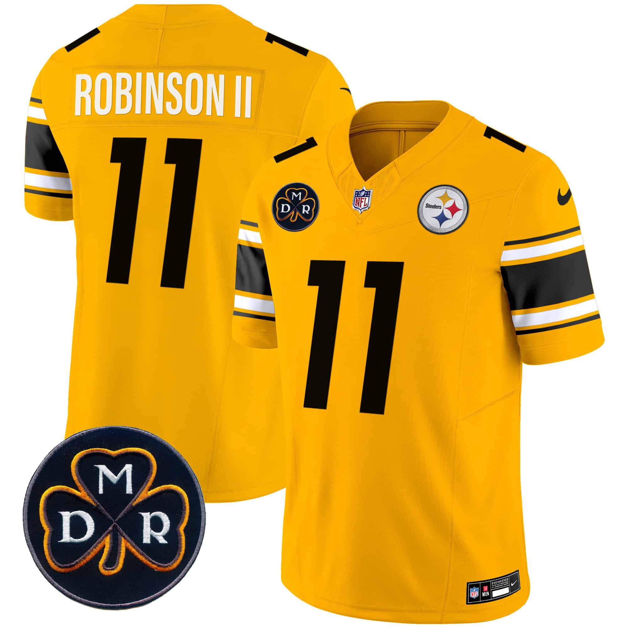 Men Pittsburgh Steelers #11 Robinson ii Yellow 2024 Nike DMR Patch Vapor Limited NFL Jersey